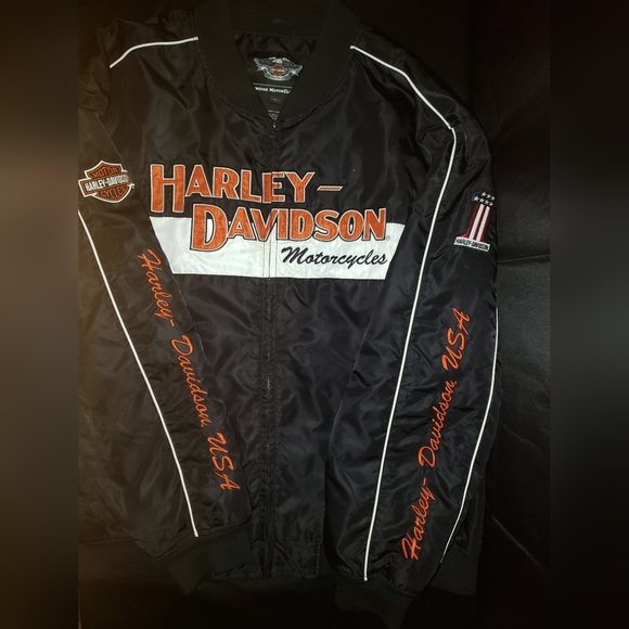 Harley Davidson Motorcycle Riding Nylon Bomber Jacket #1 USA Embroidered Men 3XL